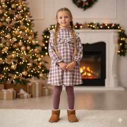 VESTIDOS Y JESUSITOS BLACK FRIDAY Vestido de Niña de Cuadros Morado y Teja